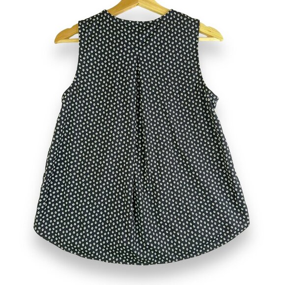 Ann Taylor Women's Blouse XS Sleeveless Navy Blue White Polka Dot Classic Preppy - Picture 2 of 8